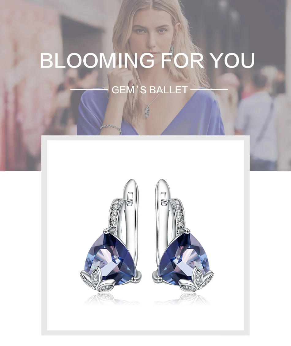GEM'S BALLET 6.10Ct натуральный иолит Синий Мистический Кварц треугольные серьги 925 пробы серебряные серьги-гвоздики для женщин для помолвки
