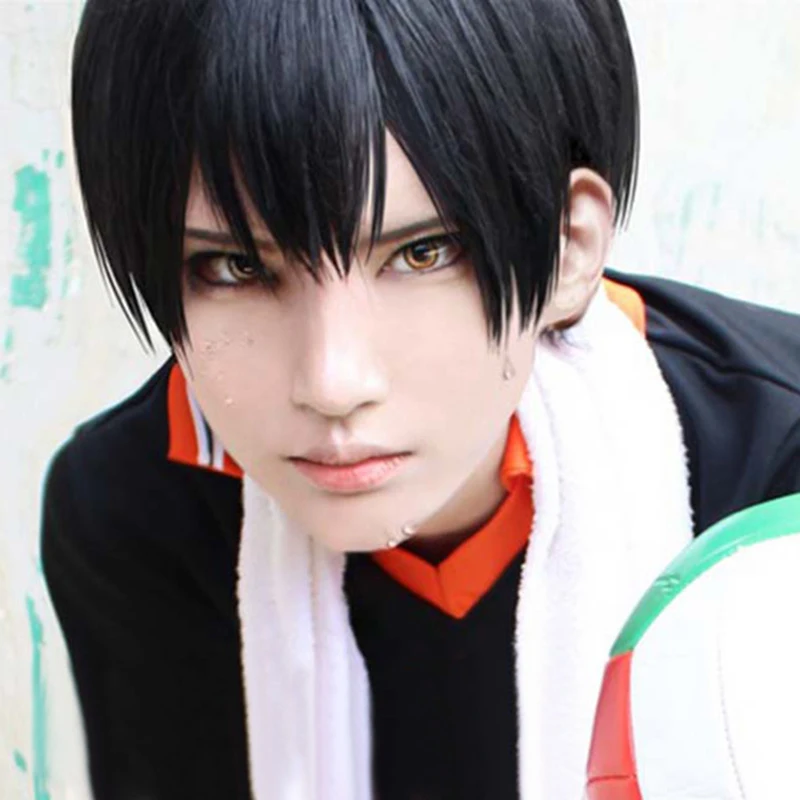 Кошмарным! Tobio Kageyama средняя школа волейбол клуб Kageyama Tobio короткие черные термостойкие волосы косплей костюм парик+ парик шапка