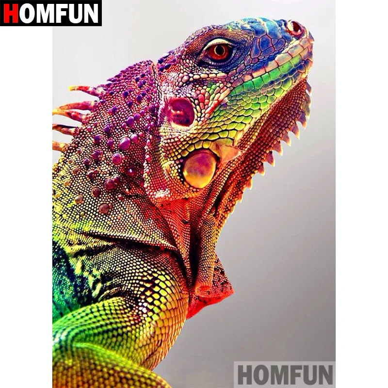 Алмазная 5D картина HOMFUN сделай сам полноразмерная/круглая вышивка Хамелеон с