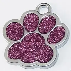 Purple Бирки для собак Выгравированная щенячья кличка подсветка-поводок для собаки кошки милые аксессуары для домашних животных кость и лапа блеск - Цвет: Purple