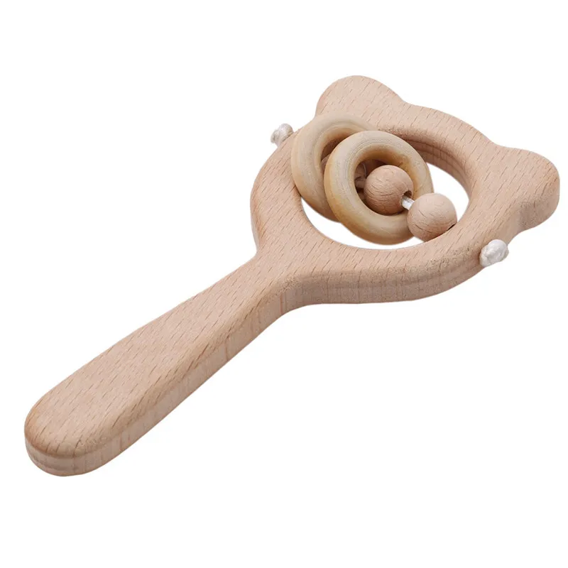 Детские игрушки из бука дерева медведя ручной прорезыватель детские погремушки