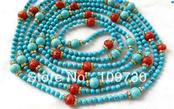 Ювелирные изделия 0012169 Синий Круглый Бирюзовый &amp красное колесо Коралл горный