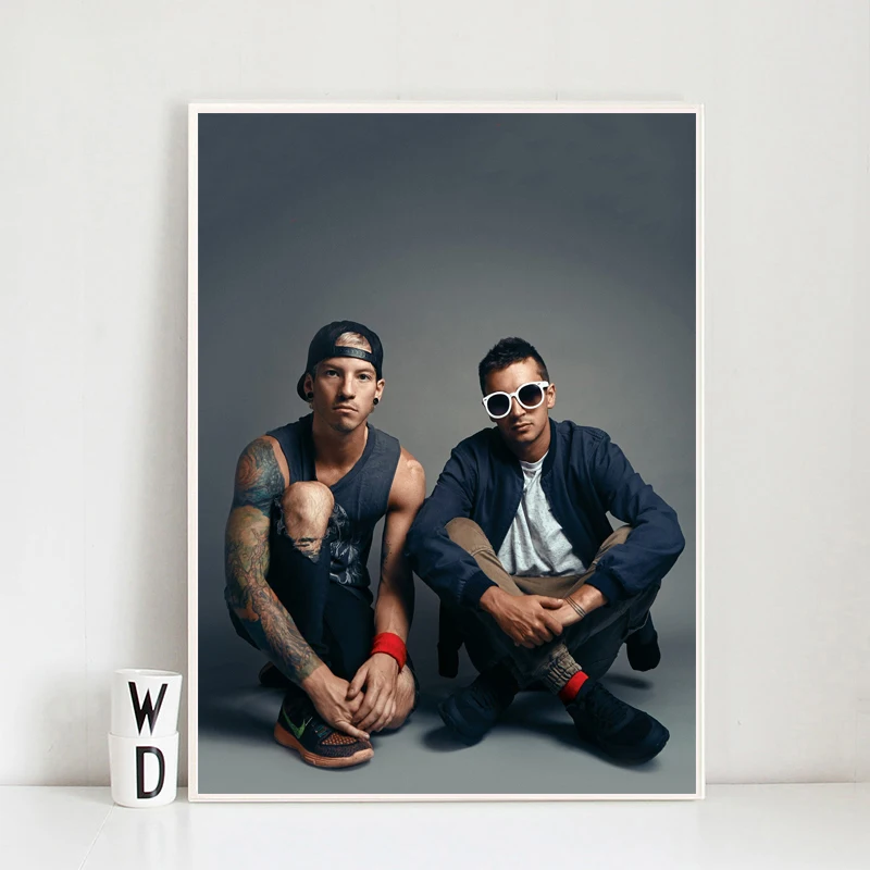 Тайлер Джозеф и Джош Дун двадцать один пилоты стены искусства холст с печатью