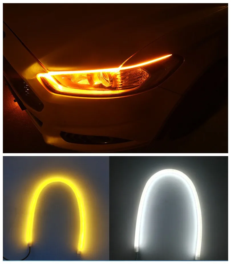 2 шт. автомобильный 60 см DRL ходовой сигнал поворота angel eye белый желтый