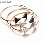 Браслет MESTILO каменные браслеты из Индии, модный панк-браслет с золотой пластиной, черно-белый, геометрический треугольник, открытый, искусственный мрамор