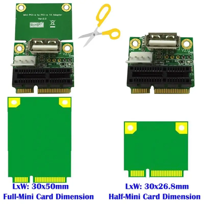 1 шт. PCI-E 1X до половины/полный Mini USB адаптер PCI Express Интерфейс карты с 4 Pin SATA Мощность