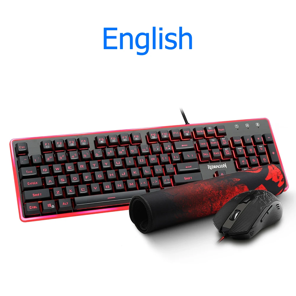 Redragon S107 USB игровая мембрана RGB клавиатура Коврик для мыши комбо 104 клавиш 3200 dpi 6 кнопок набор мышей проводной компьютер PC игра - Цвет: S107