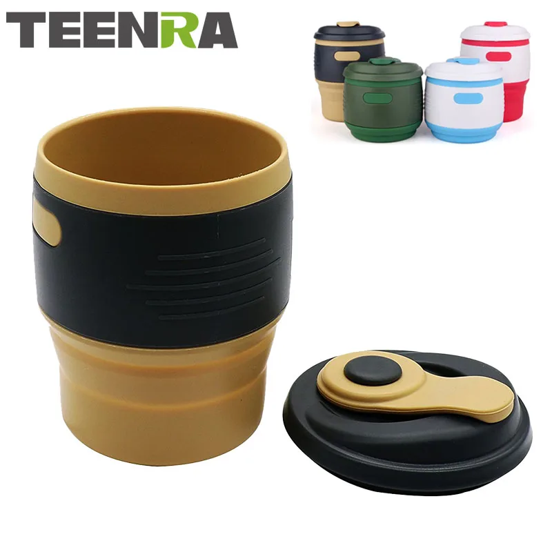 TEENRA 1 шт силиконовая складная кофейная чашка, многоразовая дорожная кофейная чашка для кемпинга, герметичная Складная чашка для воды