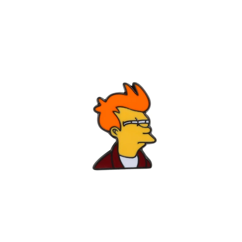 Philip J. Fry shshd мода Мультяшные Броши женская Феминистская художественная эмалированная булавка кошачье сердце комикс Футурама Филип Дж. Фрай куртки нагрудные значки Ювелирные изделия Подарки Штырьки для воротника - Окраска металла: Philip J. Fry