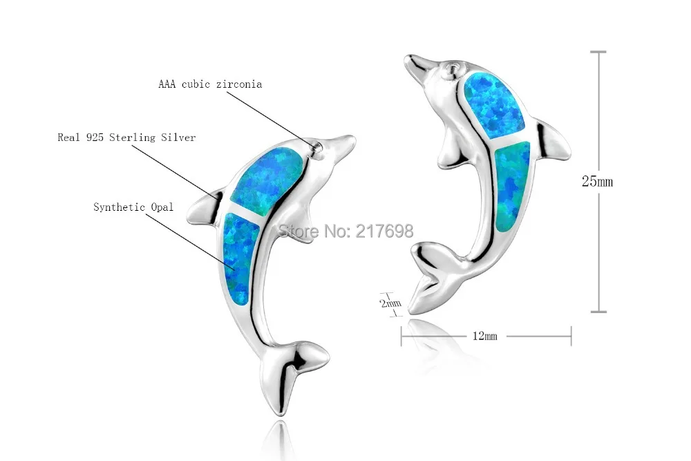 Женские серьги пусеты DORMITH из серебра 925 пробы с опалом|zirconia stud earring|opal earringsopal silver