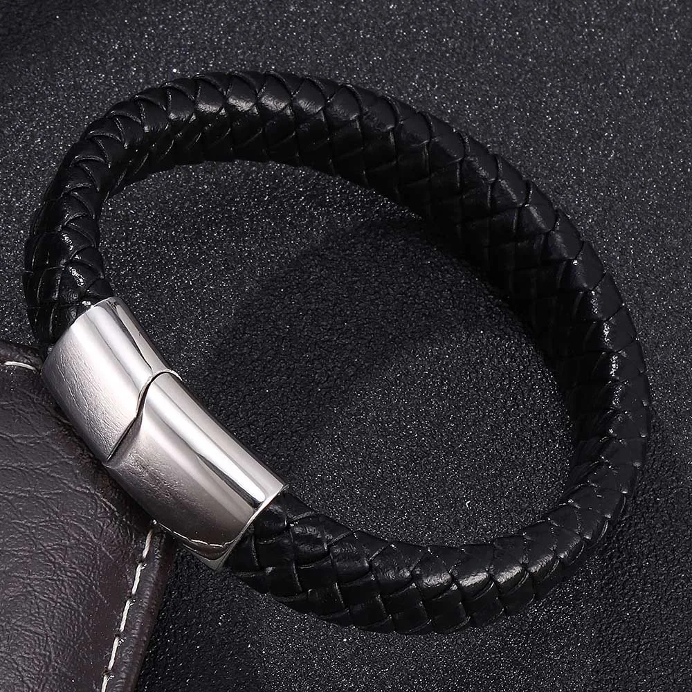 Мужские браслеты Pulseira Masculina Feminina плетеные из искусственной кожи модные мужские