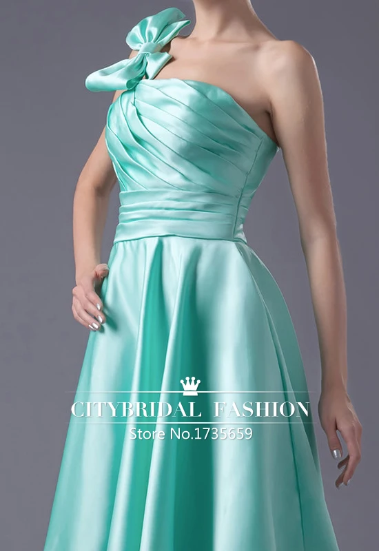 Sweety Short Mint Green Bridesmaid Dresses One shoulder with Bow Satin Maid of Honor | Свадьбы и торжества