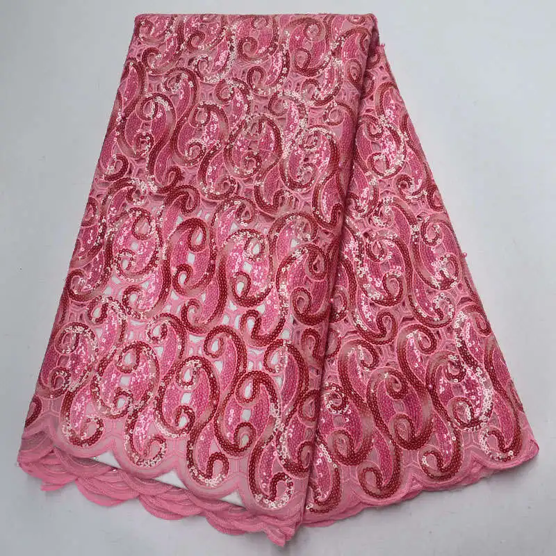 Африканская вышивка блестки органза кружевная ткань 2019 Высококачественная