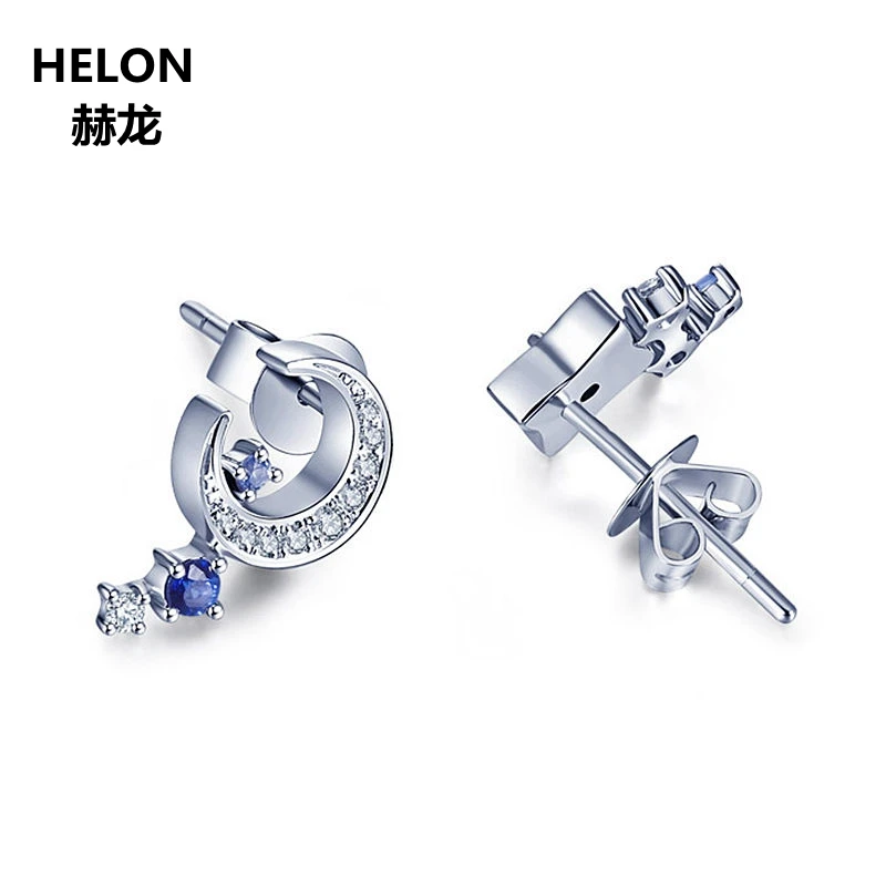 Женские сережки-гвоздики из чистого золота 14 к с натуральными бриллиантами и