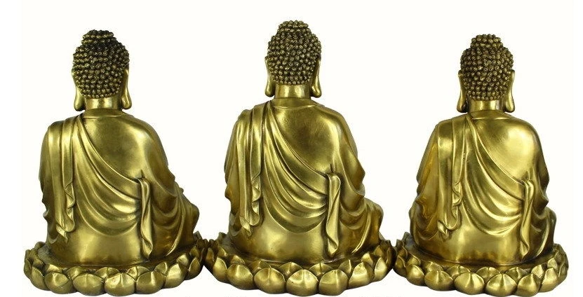 10 китайский латунный медный три Amitabha Шакьямуни татхагата сидеть Лотос Будда