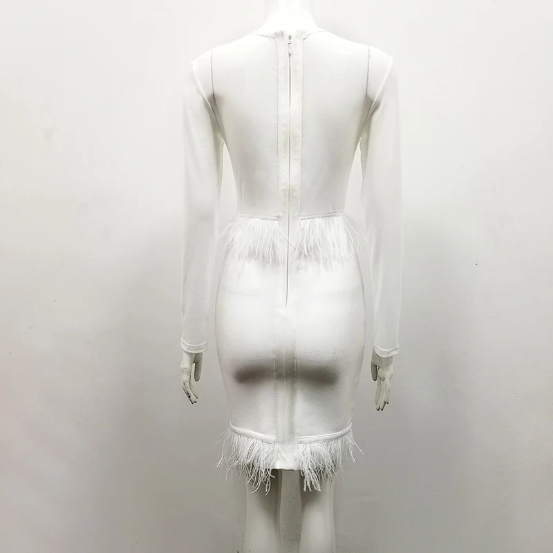 

White Bandage Dress Long Sleeve Elegant Celebrity Fashion Night Club Party Dresses Sexy Women Bodycon