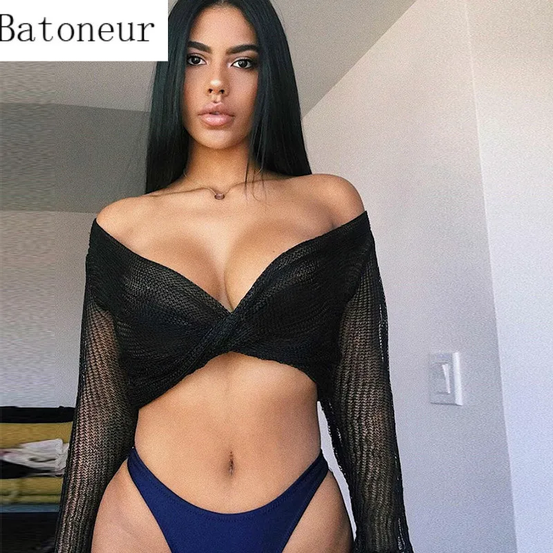 Женский сексуальный вязаный свитер с v-образным вырезом пуловер длинными