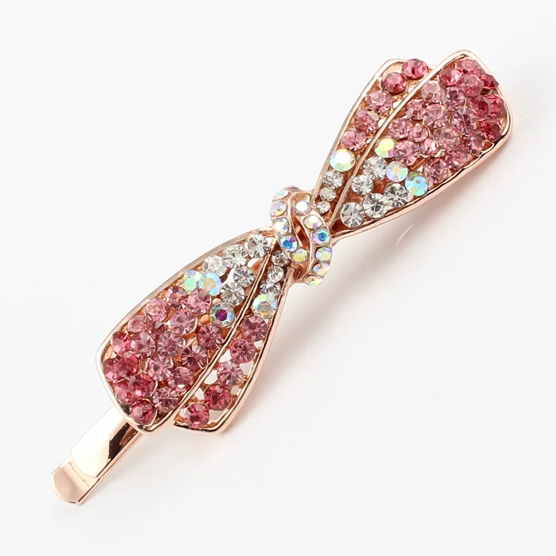 Заколка для волос стразы белый розовый фиолетовый цвет ювелирное изделие