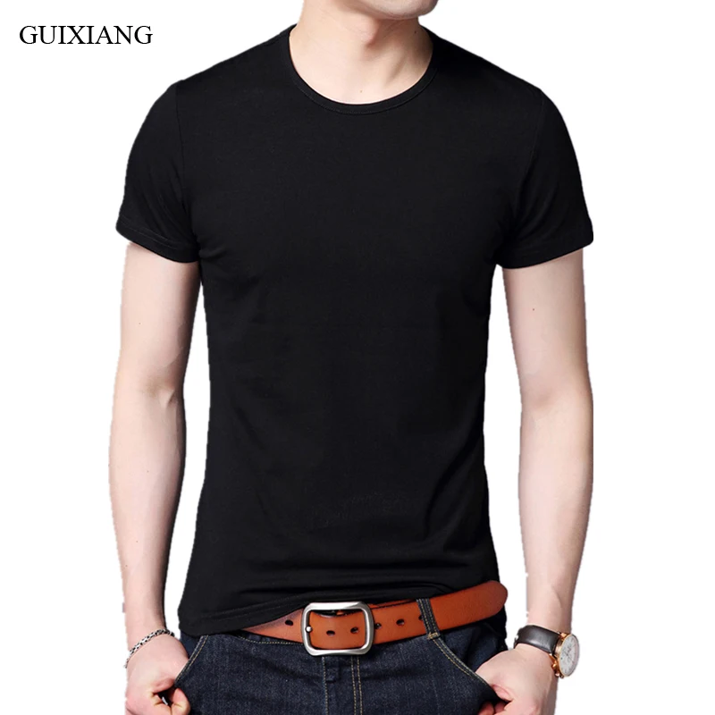 

2019 new arrival style men cotton T-shirt fashion casual plus size O-Neck collar shirt men's solid slim leisure short T-shirt