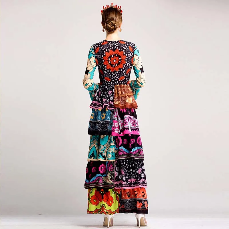 Женское модельное платье макси Megyn длинные платья с длинным рукавом и цветочным