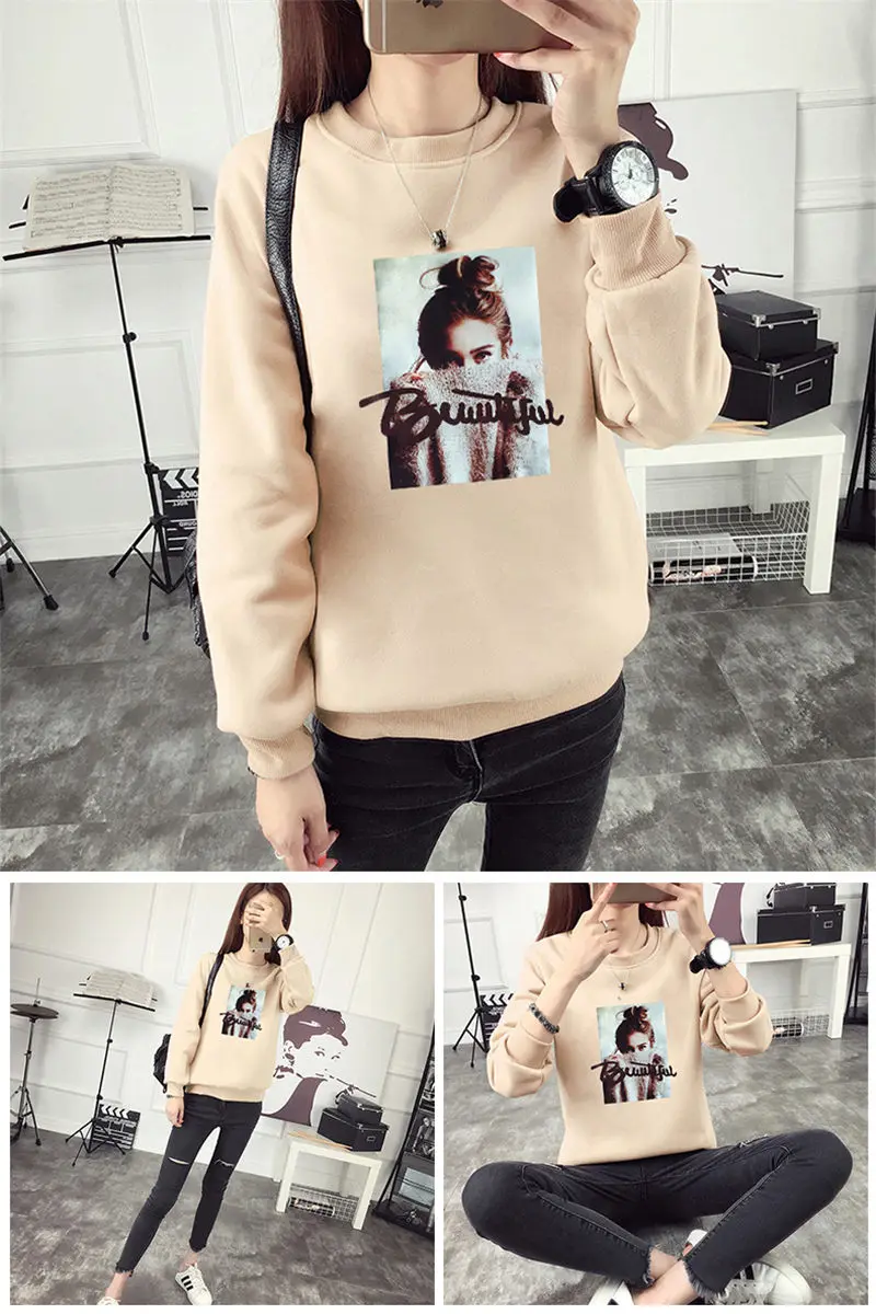 Осенне-зимняя женская толстовка с принтом Sudaderas Harajuku, теплая флисовая толстовка с длинным рукавом, свободные женские толстовки, спортивный костюм Mujer