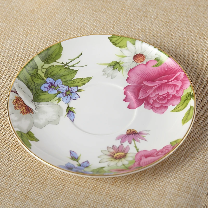 Пасторальная розовая фарфоровая чайная чашка блюдце ложка набор 200 мл британская