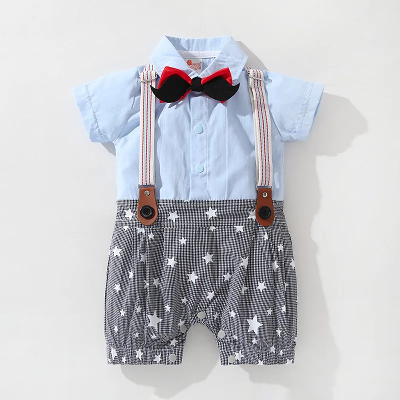 New born baby clothes Summer Baby boys rompers Short Sleeve Bow Tie Gentleman infant jumpsuit catsuit for christmas |