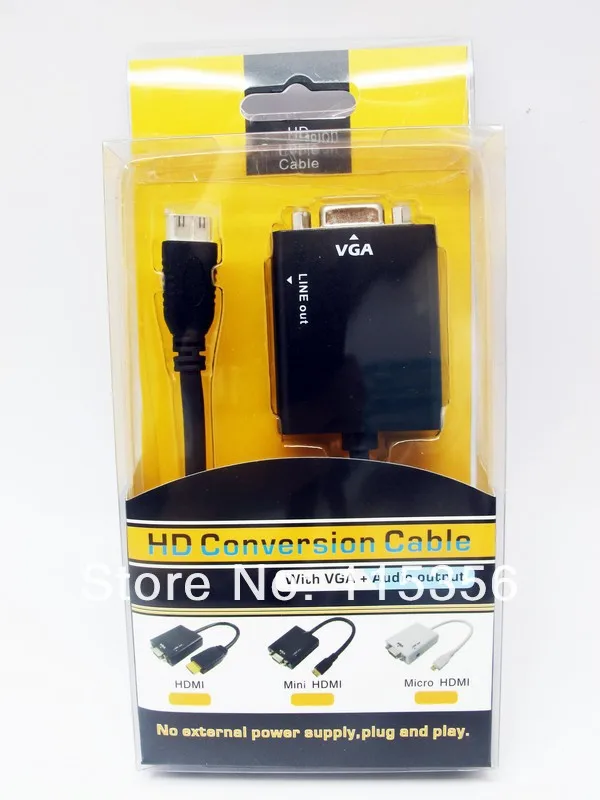 Мини микро HDMI к VGA кабель шнур 15 см адаптер конвертер с аудио папа женскому|micro