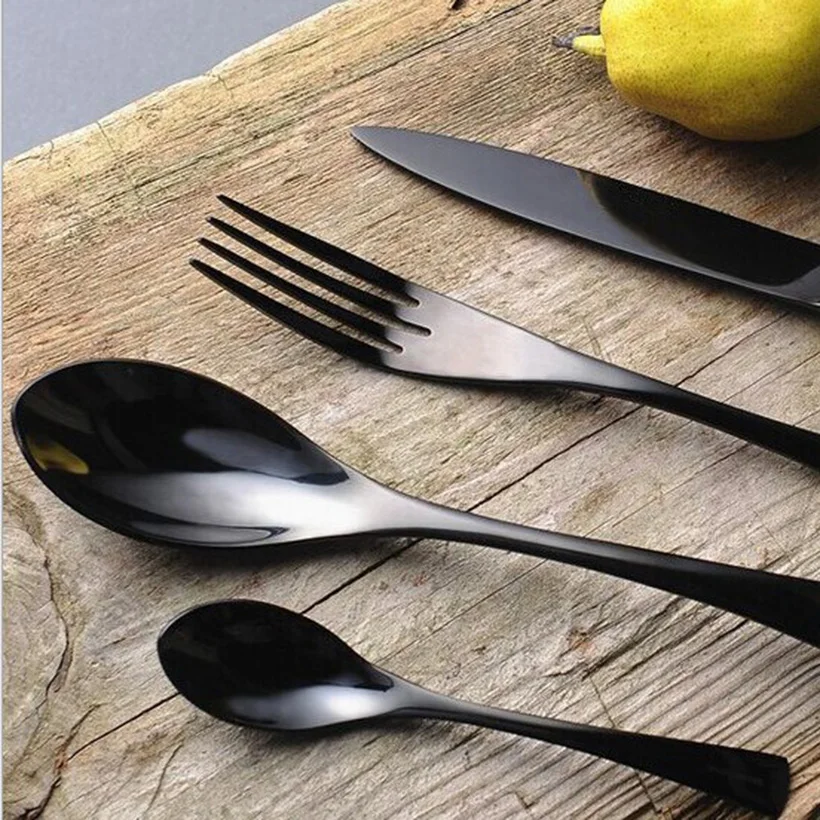 4 шт. черный Западный набор посуды для еды высокое качество нержавеющая сталь