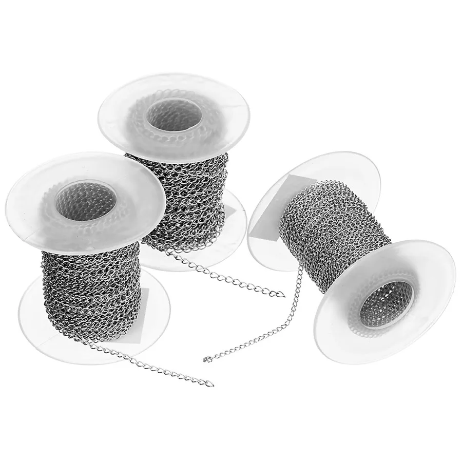 SAUVOO 10 Yards/Roll 2/2.5/3mm Width Silver Color Stainless Steel Link Chain Bulk Metal Diy Extender Chains Necklace Jewelry | Украшения и