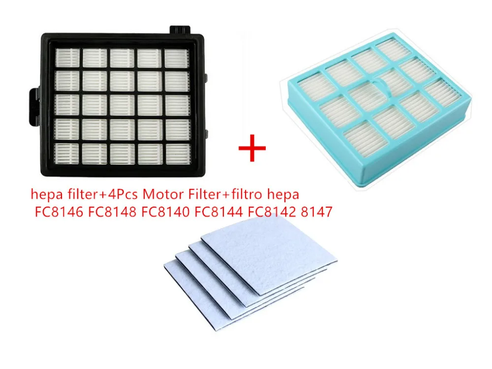 6 шт. запасные части для пылесоса hepa фильтр+ 4 двигателя фильтр+ filtro hepa Philips FC8146 FC8148 FC8140 FC8144 FC8142 8147
