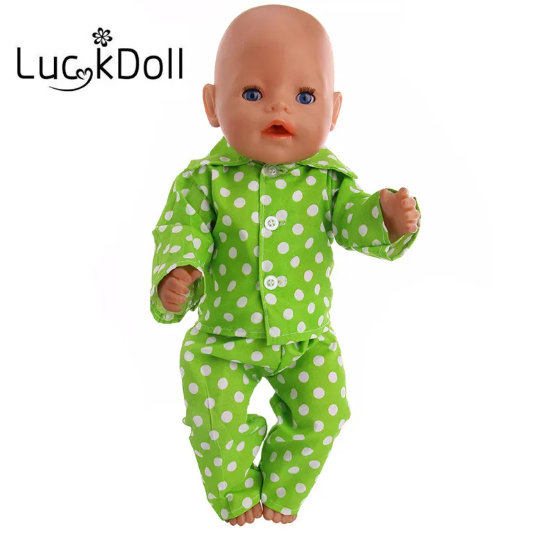 Luckdoll3 цвета кукольная пижама в горошек подходит для 18 дюймов американский и 43 см