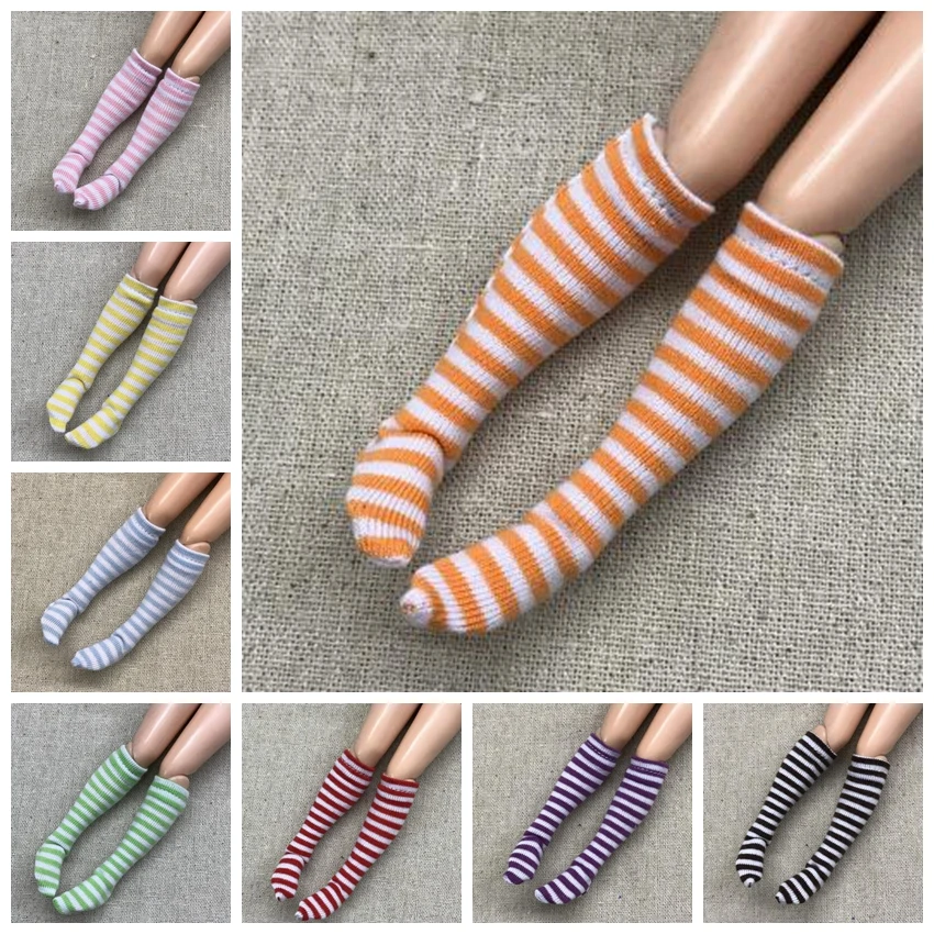 Гольфы в полоску 3 пары аксессуары для кукольной одежды (подходят Azone Kurhn OB Momoko Barbies