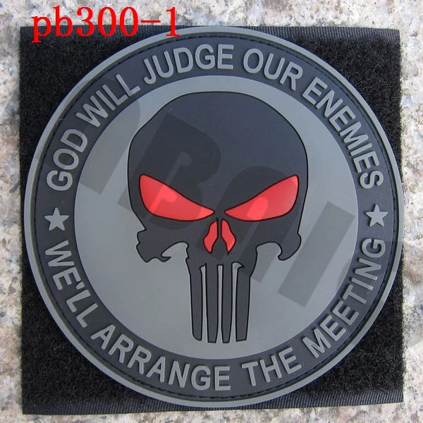 PB300 Grey 3D ПВХ патч Бог будет осуждать наших противников Wewill ARRANGETHEMEETING SEAL TEAM 6 Каратель Череп Резиновый патч - Цвет: PB300 Grey