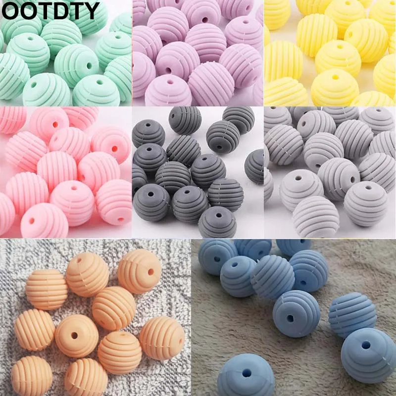 

10 Pcs/pack Silicone Balls Baby Teething Spiral Round Beads DIY Necklace Infants Teether Pacifier Chain Accessories