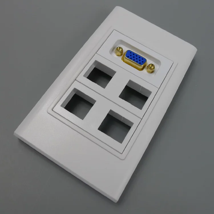 

vga wall plate with 4 keystone ports and golden plate