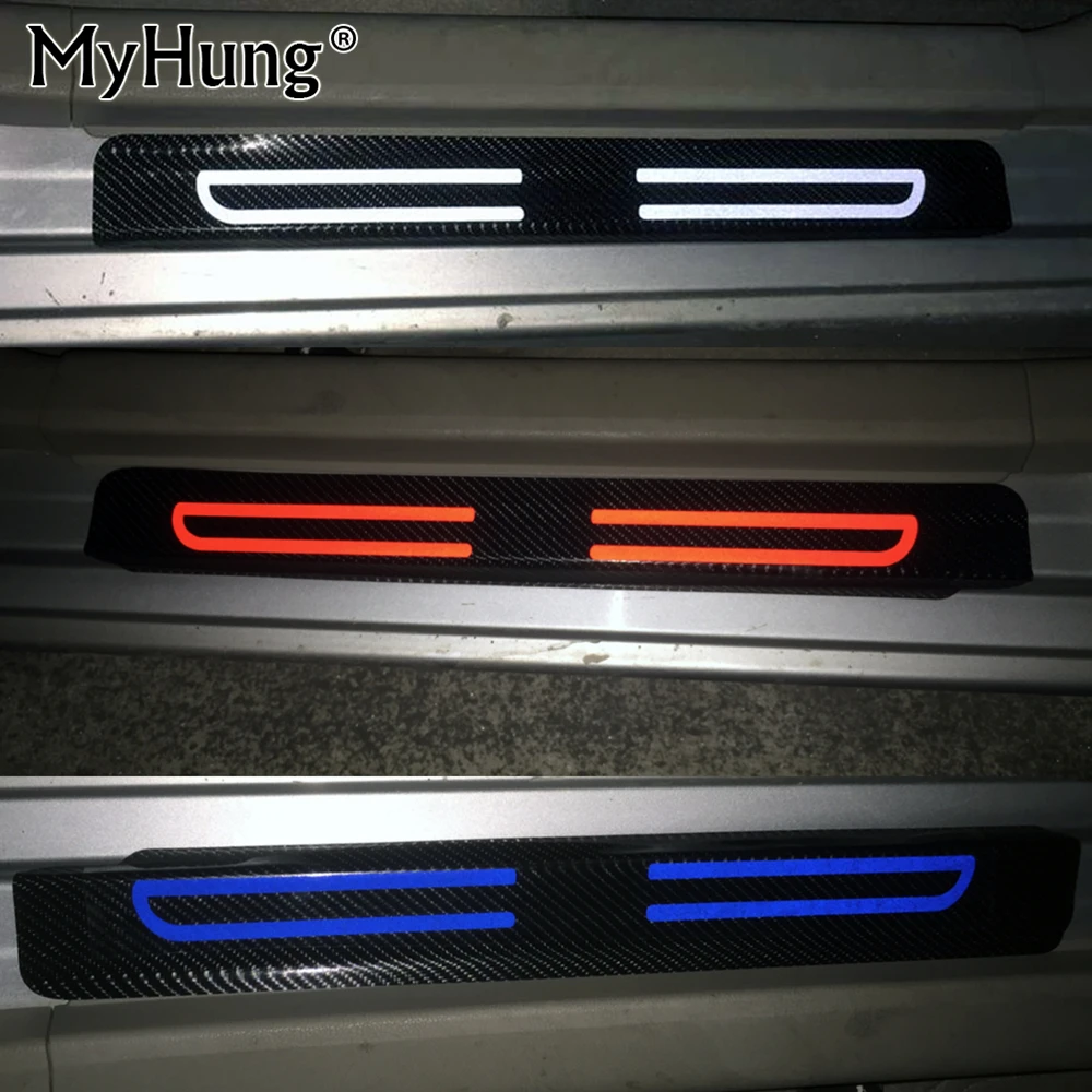

Carbon Fiber Reflective Door Sills For Hyundai Verna Elantra Mistra Sonata8 Tucson IX35 TucsonIX Veloster Azera Car-Styling 4Pcs