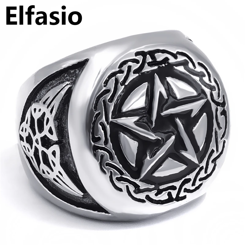 Мужская Волшебная пятиконечная звезда Wicca кольцо из нержавеющей стали 316L оптовая