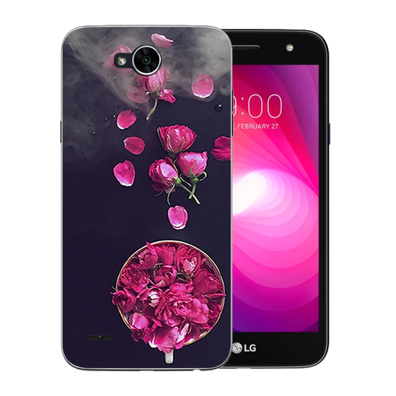 Силиконовый чехол для LG X power 2 K10 Power мягкий из ТПУ с цветочным узором мобильного