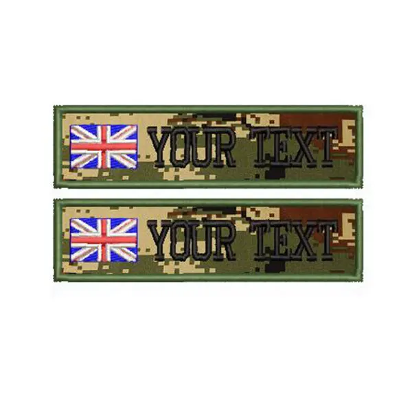 UK Flag Пользовательские Военная Вышивка имя патч камуфляж армейский зеленый патчи США Бразилия Франция Великобритания флаг страны персонализированные - Цвет: UK Flag