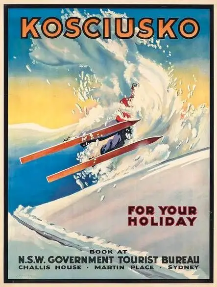 Лыжный Австралийский пейзаж красота вид зимний спортивный поход старинный