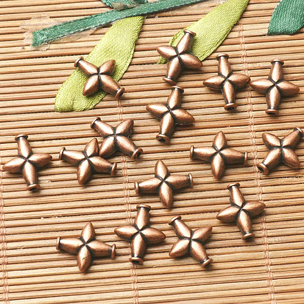 

36pcs dark copper color lotus cross shaped bead EF2602