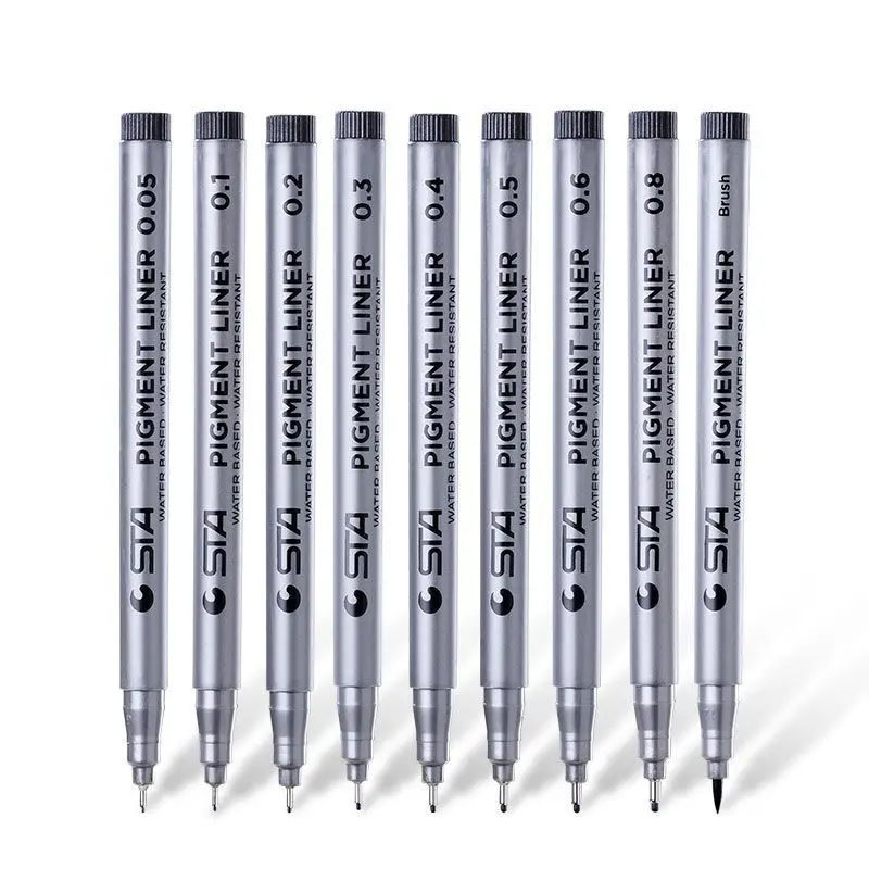 Student Sketch Markers Art Marker Pen Different Tip Size Pigment Liner Water Based For Drawing Handwriting Supplies Stationery | Канцтовары