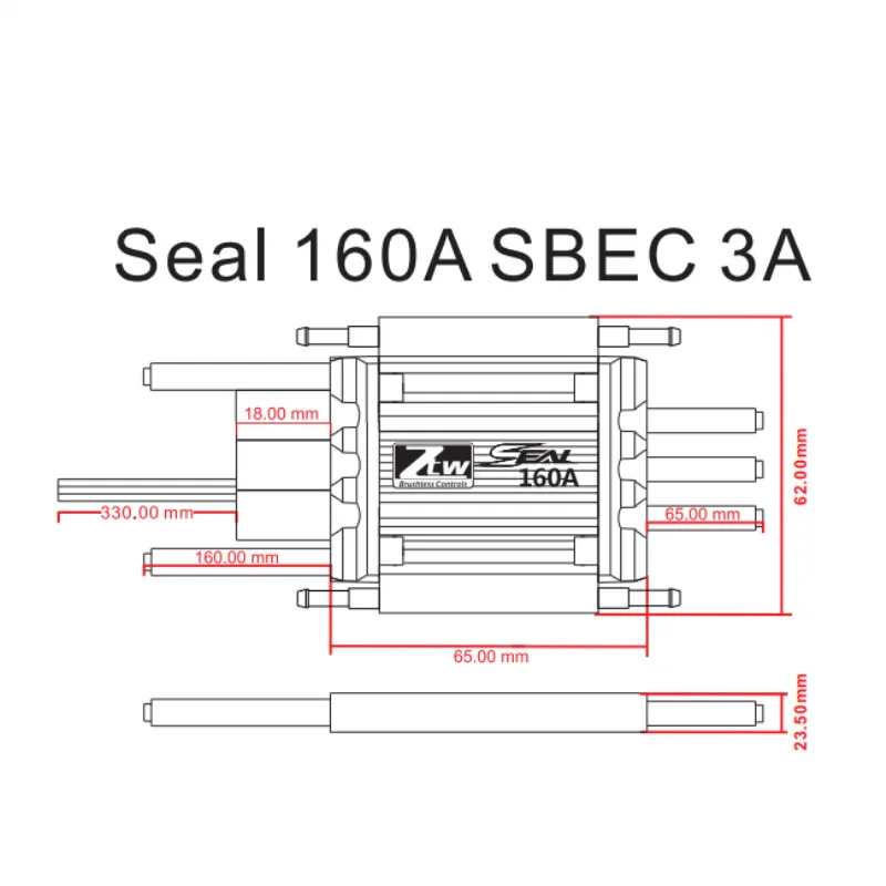 ZTW SEAL 160A SBEC 3A бесщеточный ESC высокая производительность для RC лодки с вперед и