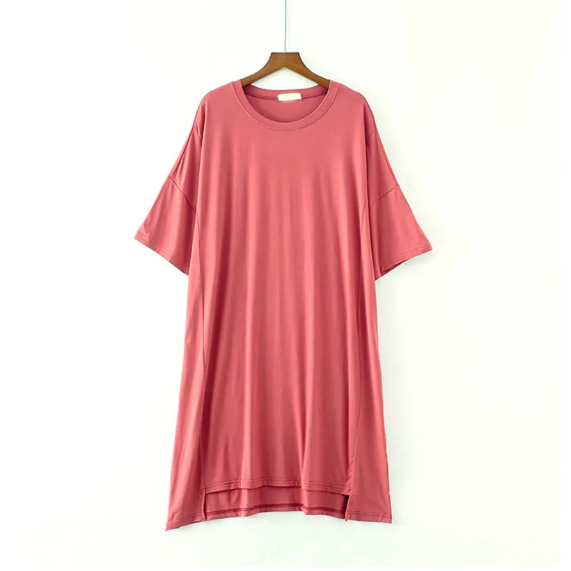 

Summer women loose Sleep Wear simple woman sleepwear Vintage casual Nightgown short Sleeve modal Nightdress femme Nightshirt