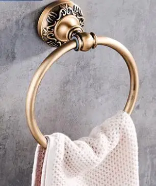 Towel ring Приспособления для ванной резные в бронзе, алюминиевые Банные наборы, полотенца, бумажные кронштейны для аксессуаров для ванной комнаты набор кистей - Цвет: Towel ring