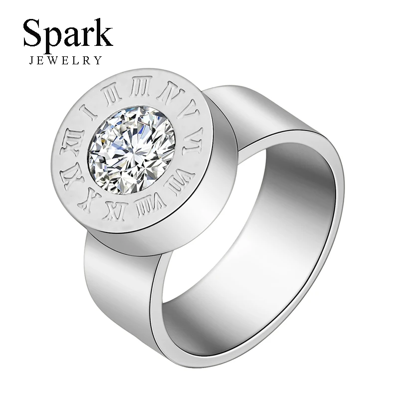 Кольцо из нержавеющей стали 316l с большим цирконием 7 цветов|stainless steel ring|stone ringsteel