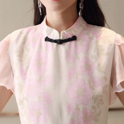 Китайский Национальный стиль улучшилось Cheongsam шифон женское платье 2018 новый