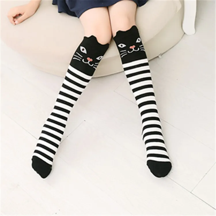 Новые весенне осенние детские длинные носки из хлопка Гольфы с 3D принтом кота для
