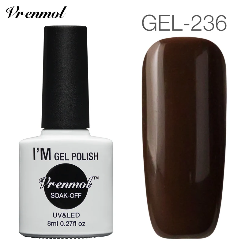 236 Vrenmol 1 шт. коричневый серии UV Гель-лак Кофе шоколад Гели для ногтей Soak Off длительный Лаки для ногтей+ Основа для ногтей DIY Дизайн ногтей - Цвет: 236